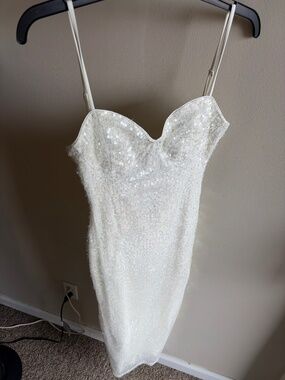 White sequin bridal dress